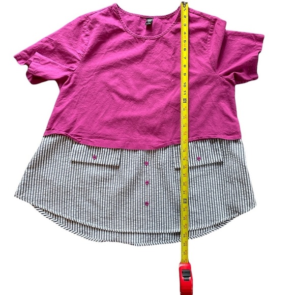 Shein Curve 100% Cotton mixed pattern shirt with seersucker bottom Size 1XL - Picture 9 of 10